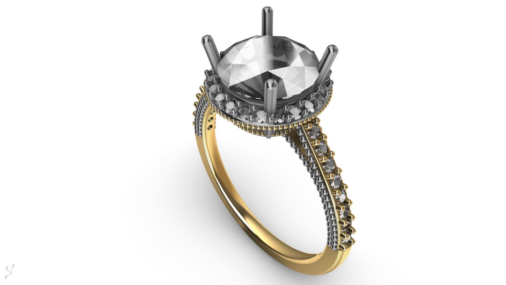 milgrain 8mm diamond engagement ring stl verified  3D print model_1