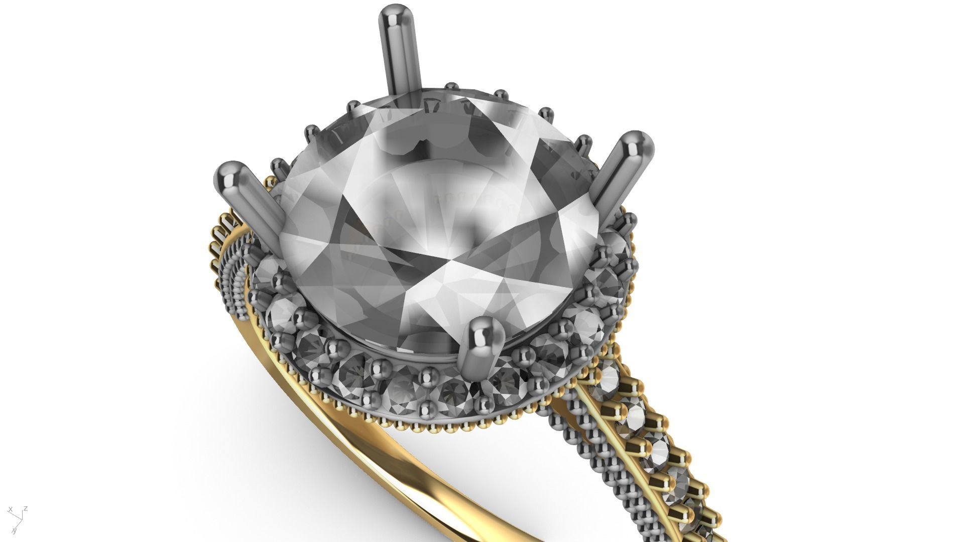 milgrain 8mm diamond engagement ring stl verified  3D print model_8