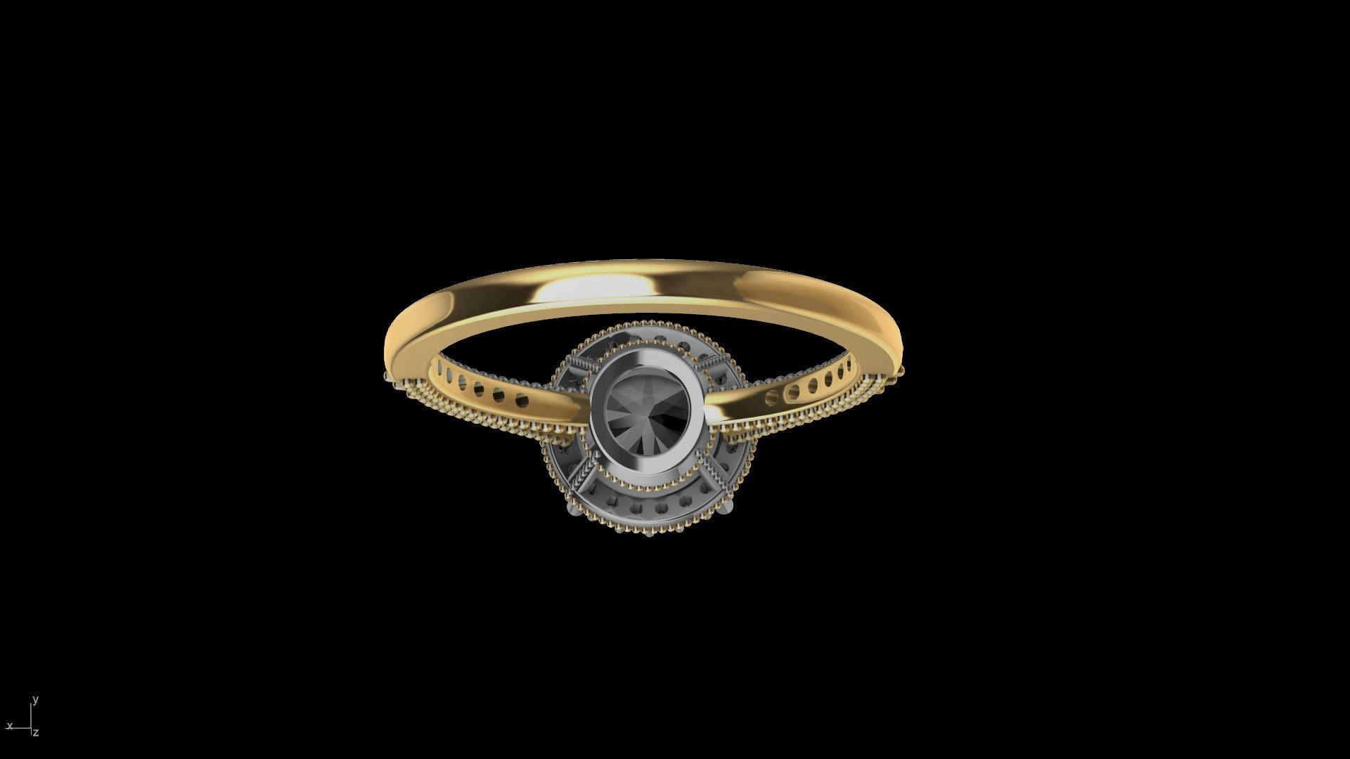 milgrain 8mm diamond engagement ring stl verified  3D print model_14
