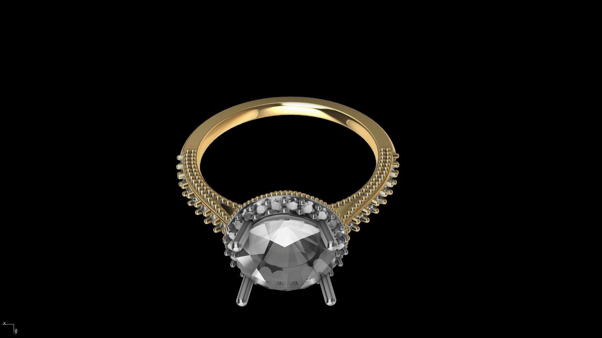 milgrain 8mm diamond engagement ring stl verified  3D print model_17