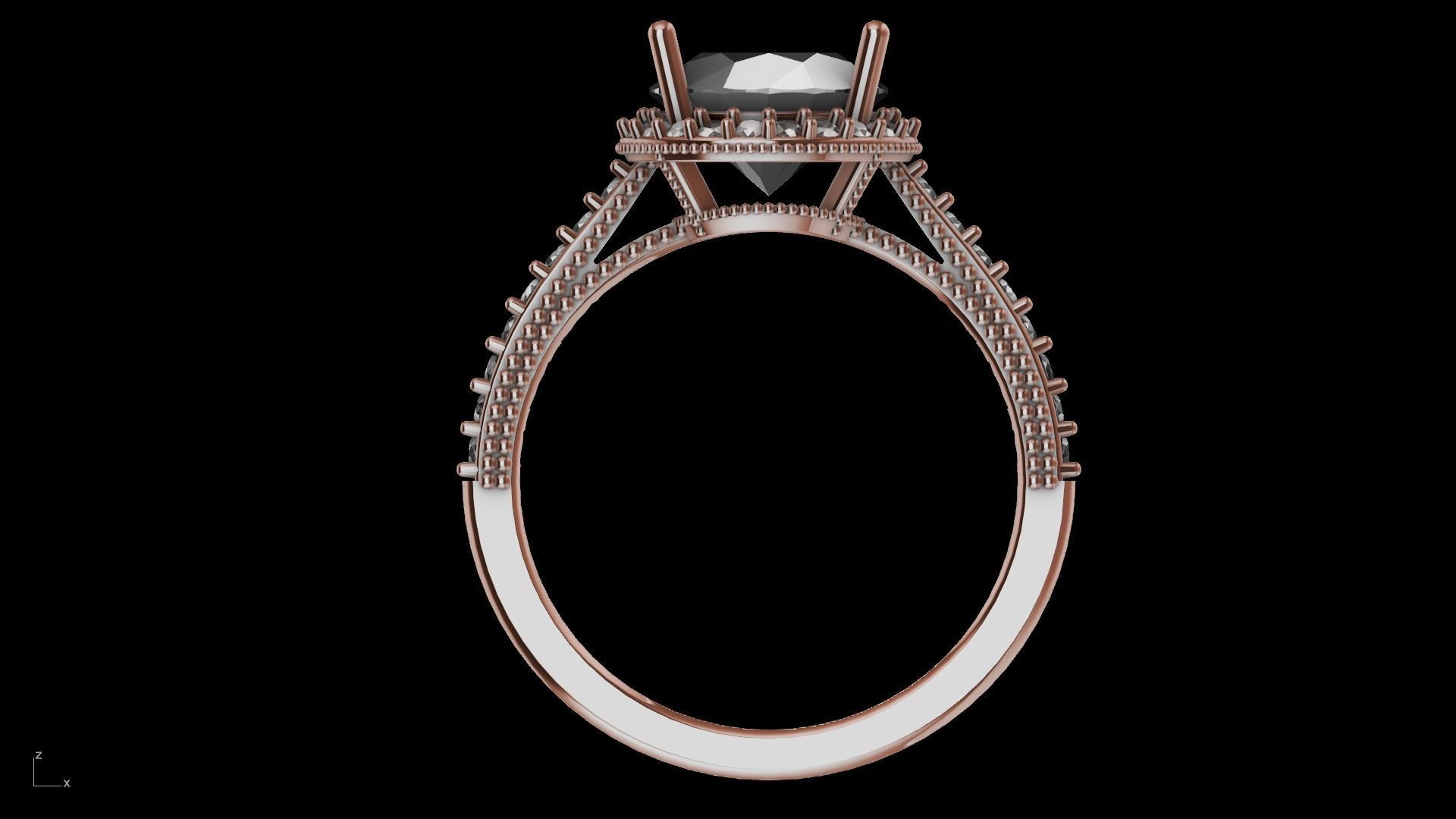 milgrain 8mm diamond engagement ring stl verified  3D print model_29