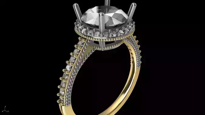 milgrain 8mm diamond engagement ring stl verified  3D print model
