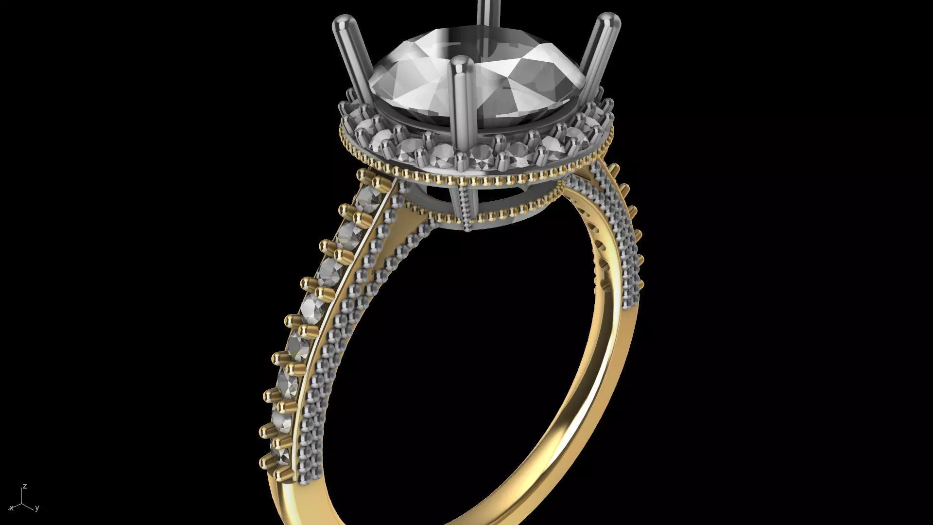 milgrain 8mm diamond engagement ring stl verified  3D print model_0