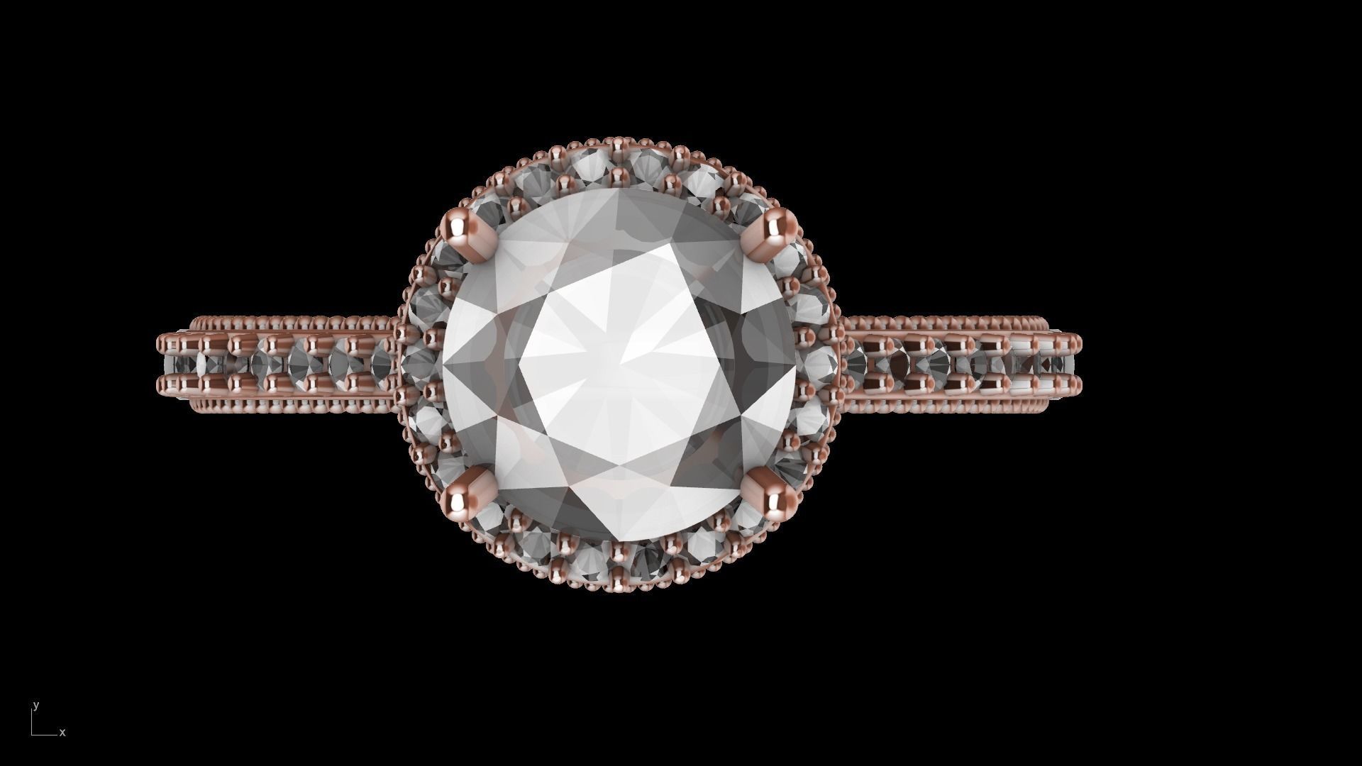 milgrain 8mm diamond engagement ring stl verified  3D print model_28