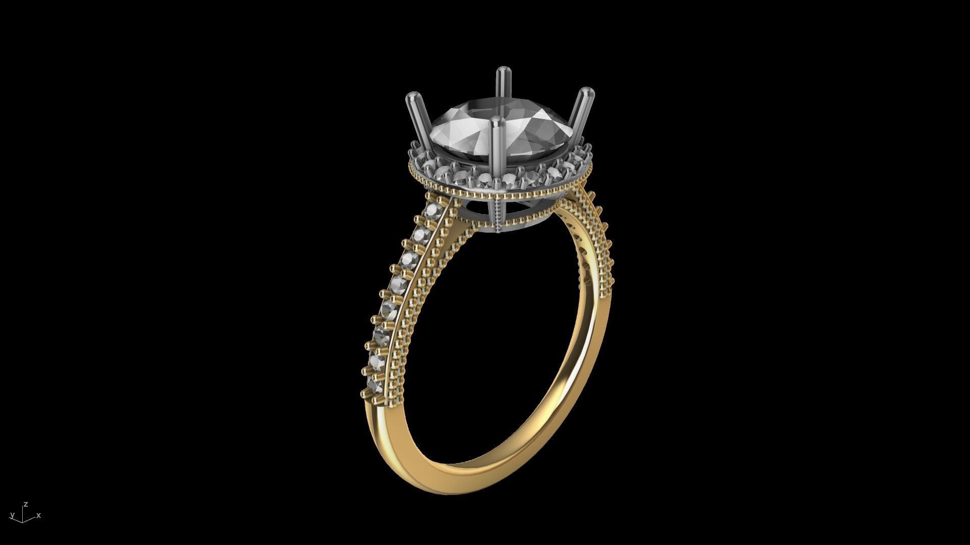 milgrain 8mm diamond engagement ring stl verified  3D print model_11