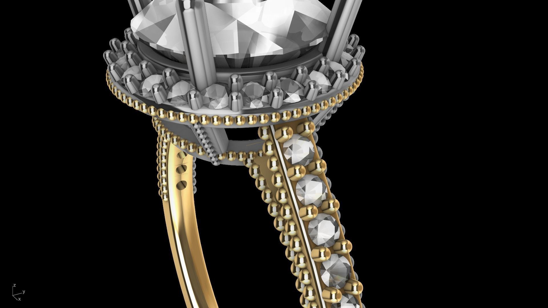 milgrain 8mm diamond engagement ring stl verified  3D print model_20