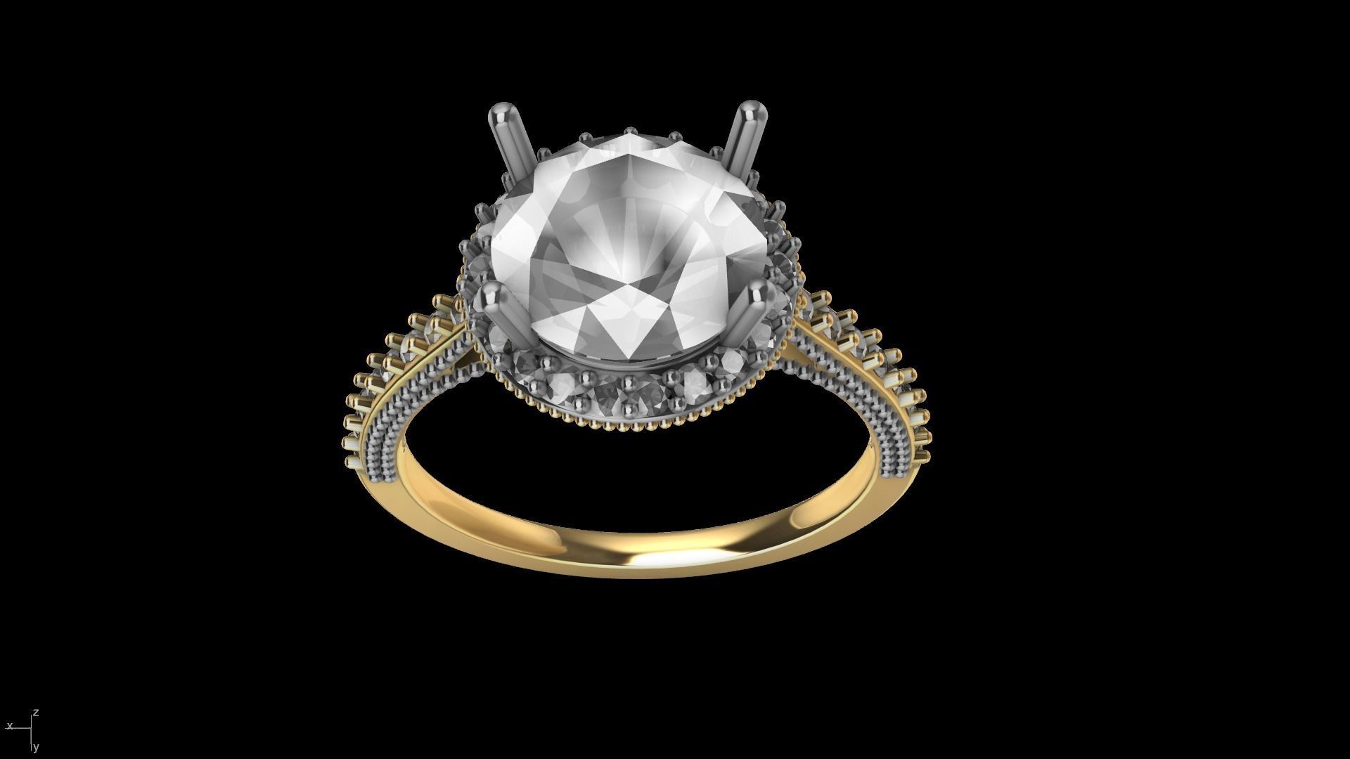 milgrain 8mm diamond engagement ring stl verified  3D print model_9