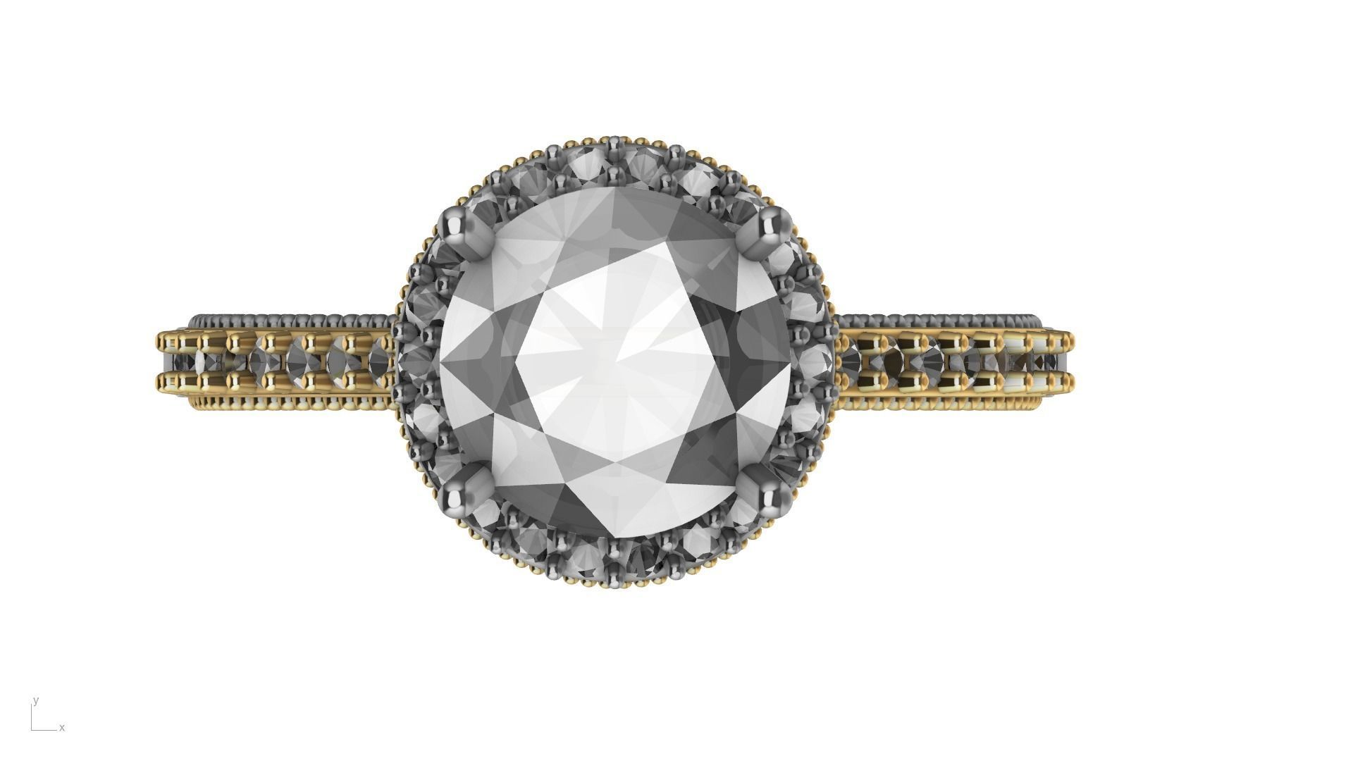 milgrain 8mm diamond engagement ring stl verified  3D print model_4