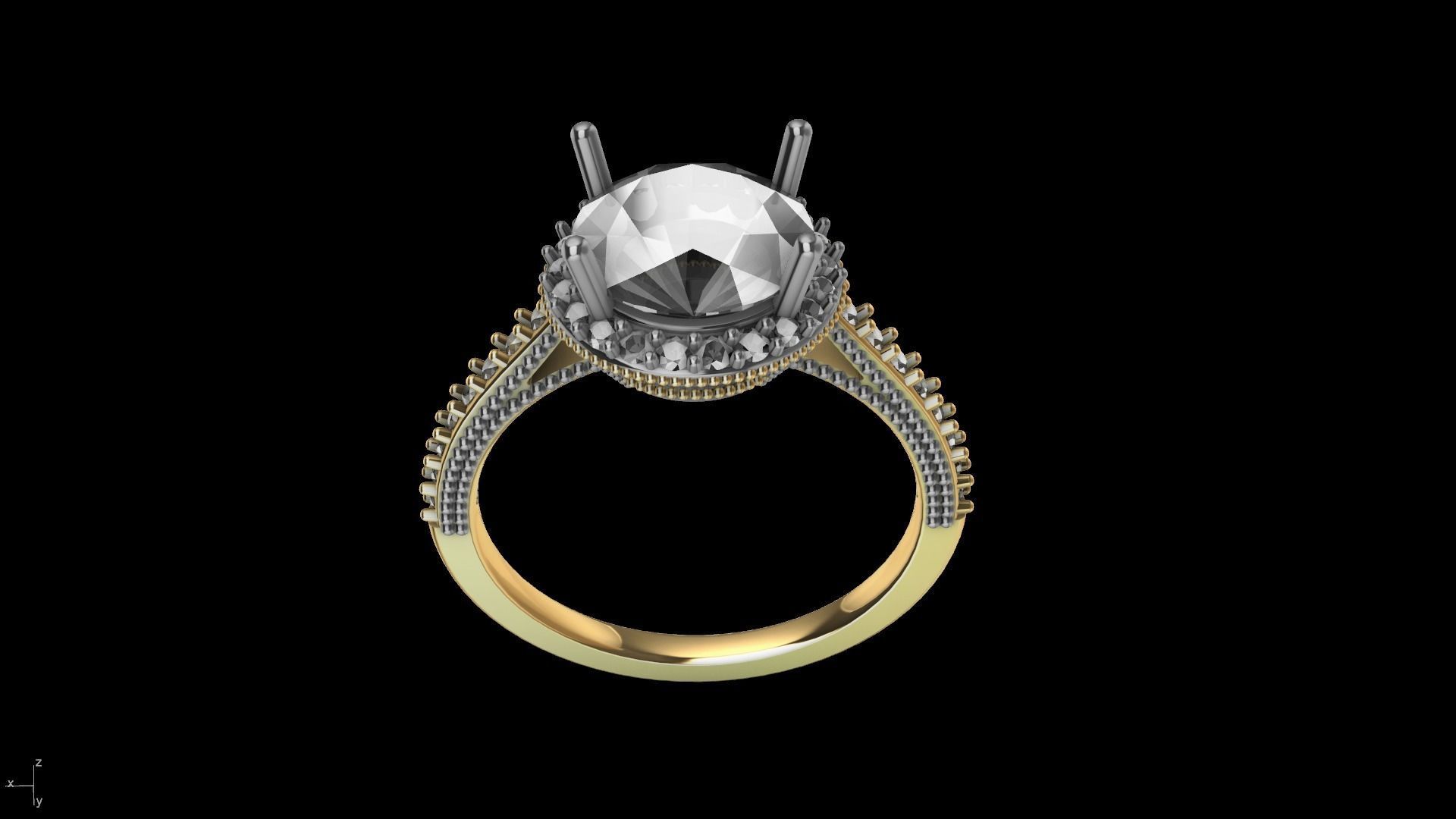 milgrain 8mm diamond engagement ring stl verified  3D print model_13