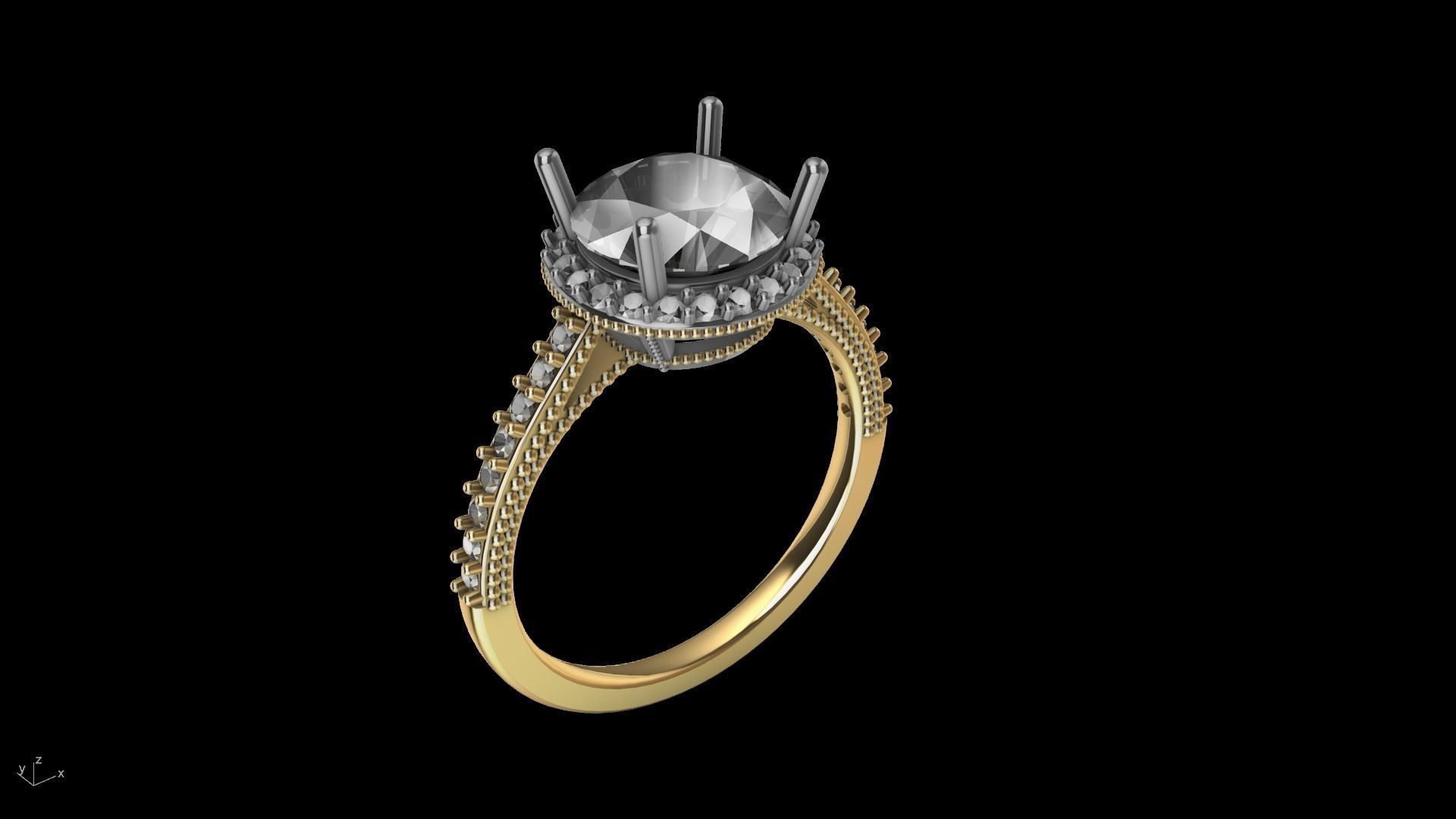 milgrain 8mm diamond engagement ring stl verified  3D print model_24