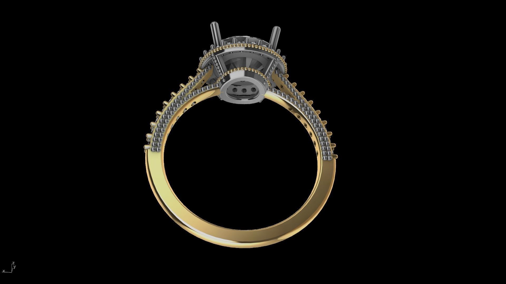 milgrain 8mm diamond engagement ring stl verified  3D print model_15