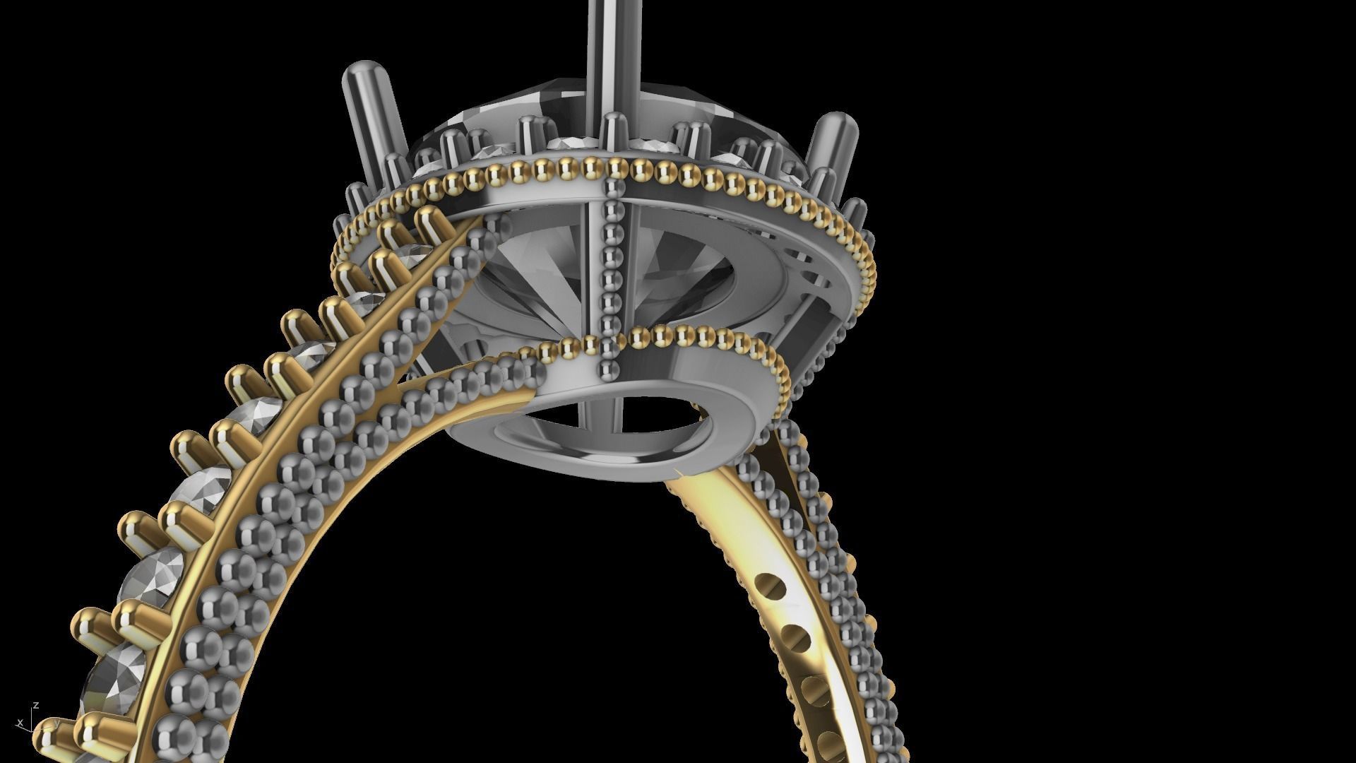 milgrain 8mm diamond engagement ring stl verified  3D print model_23