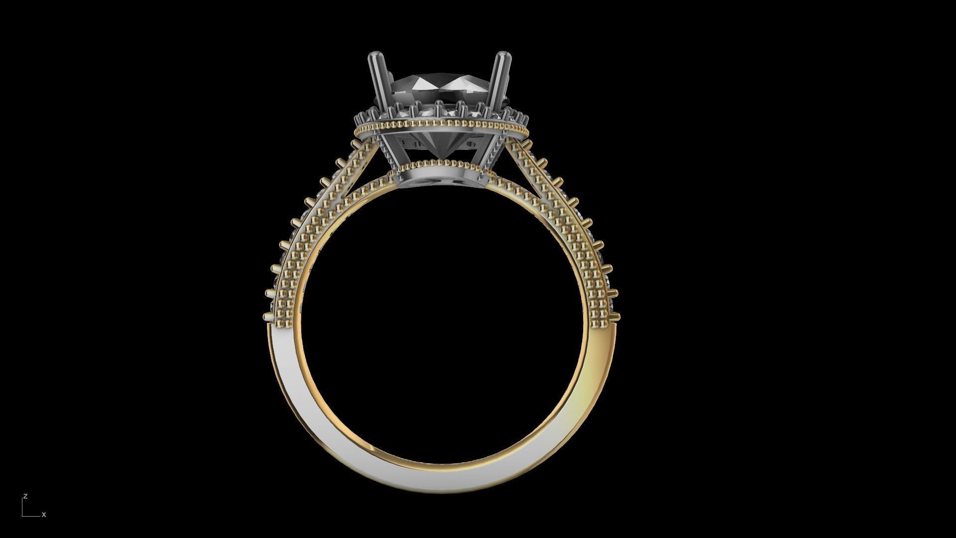 milgrain 8mm diamond engagement ring stl verified  3D print model_25