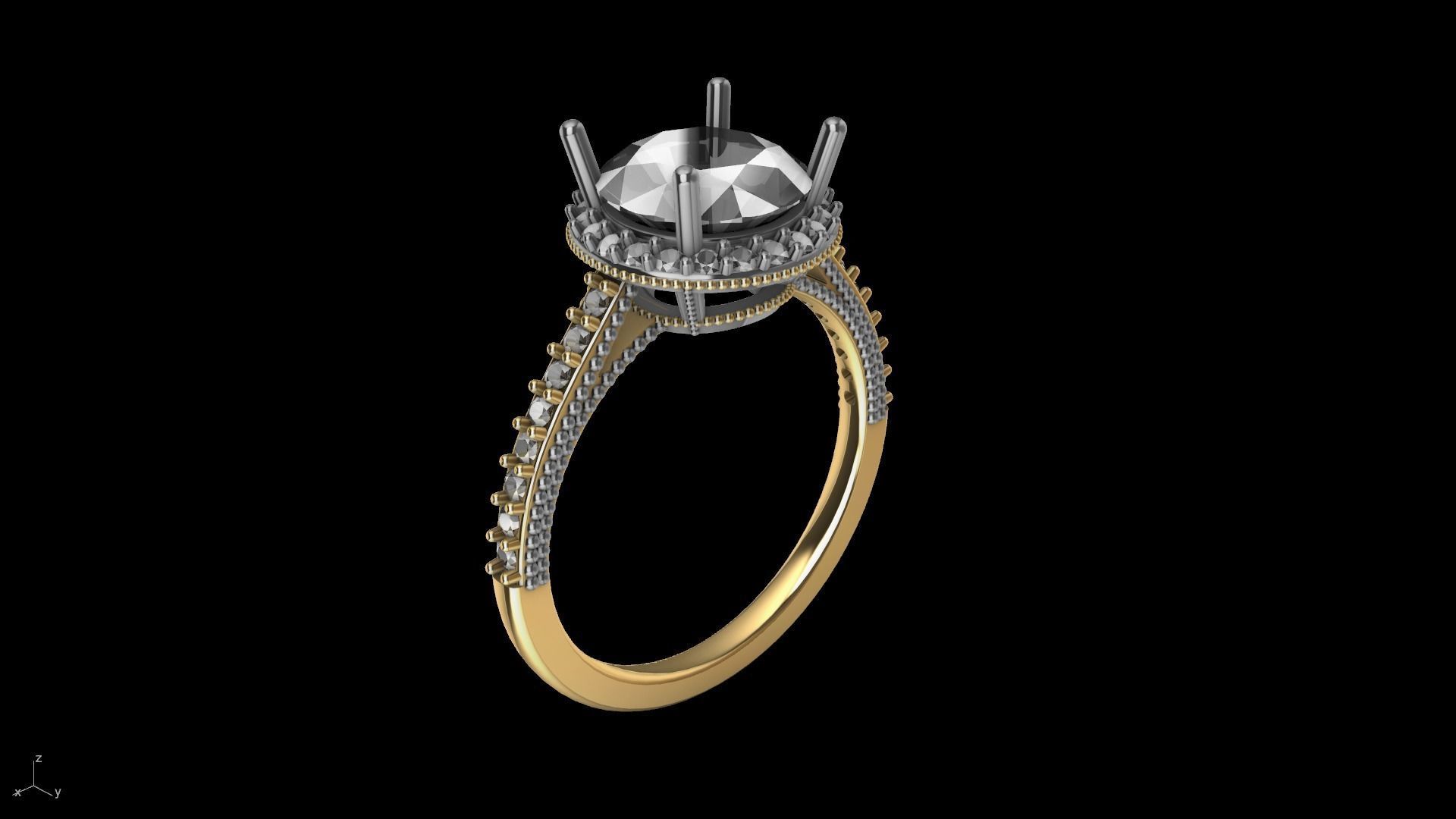 milgrain 8mm diamond engagement ring stl verified  3D print model_19