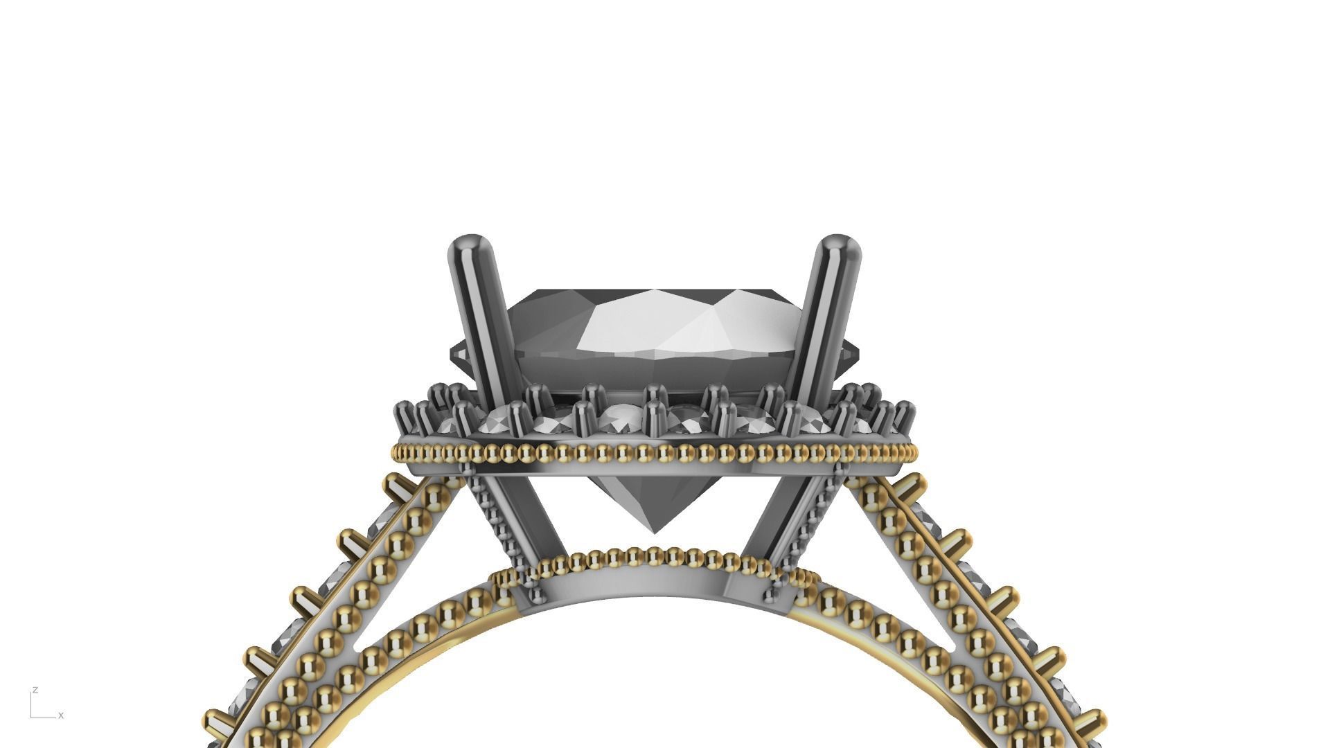 milgrain 8mm diamond engagement ring stl verified  3D print model_2