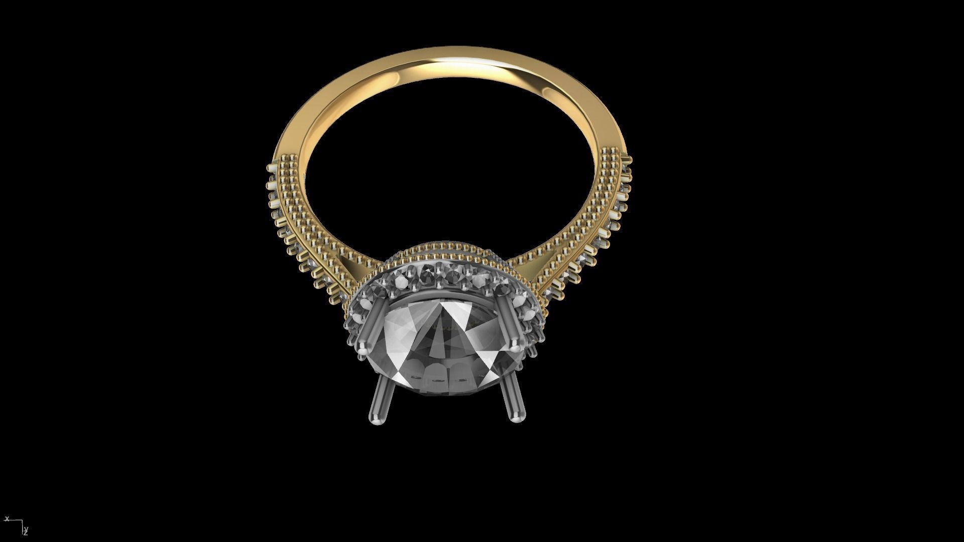 milgrain 8mm diamond engagement ring stl verified  3D print model_18