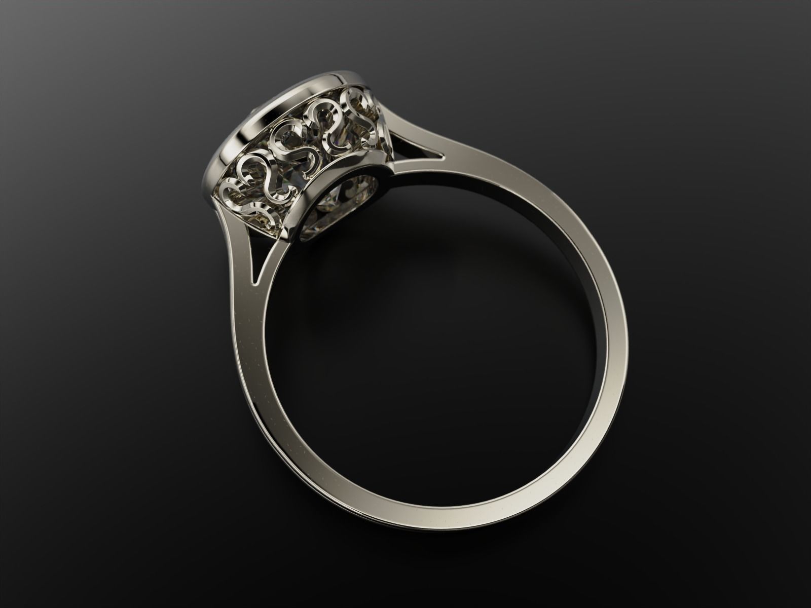 Ring with stone 10 mm 3D print model_4