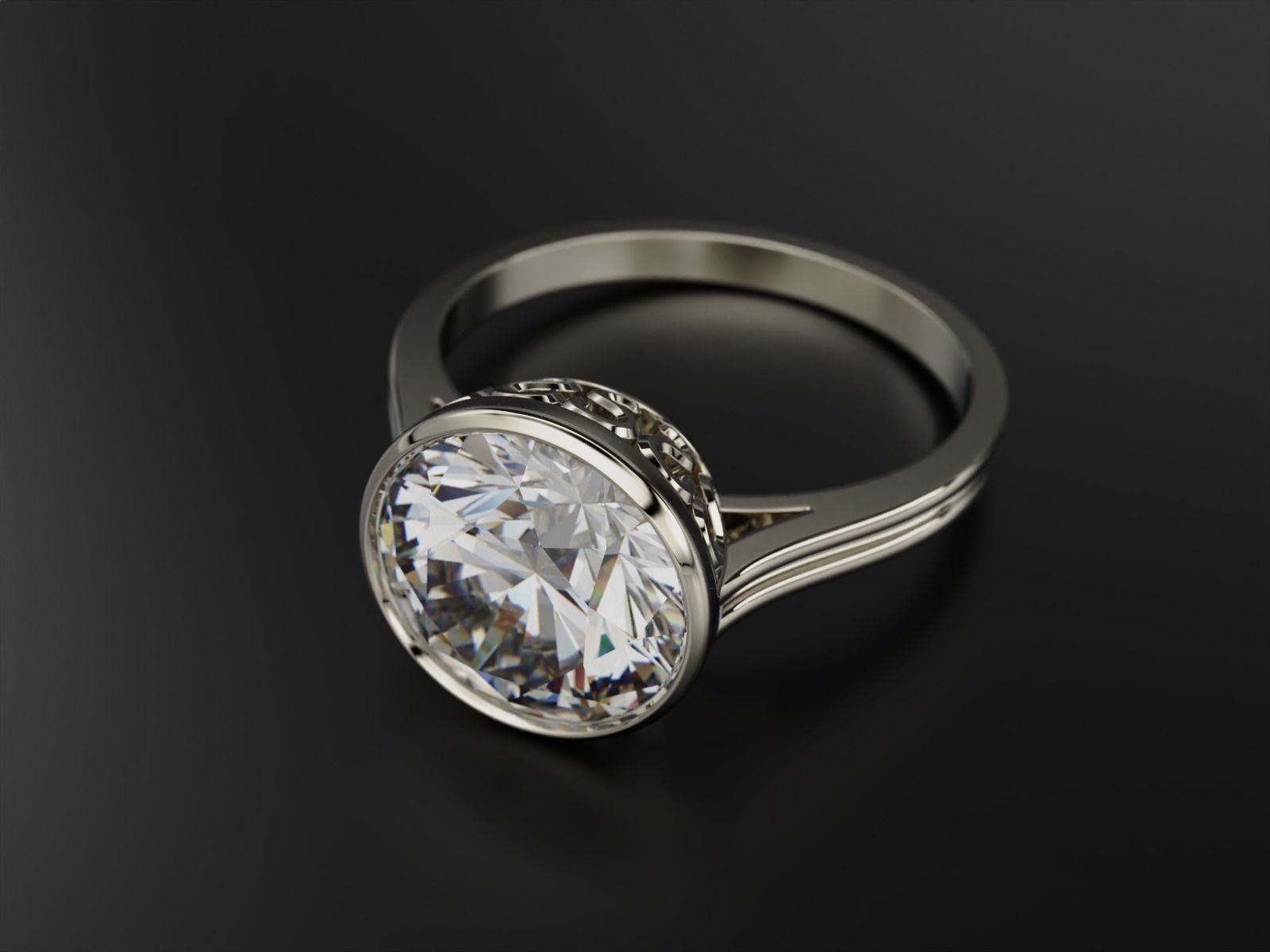 Ring with stone 10 mm 3D print model_1