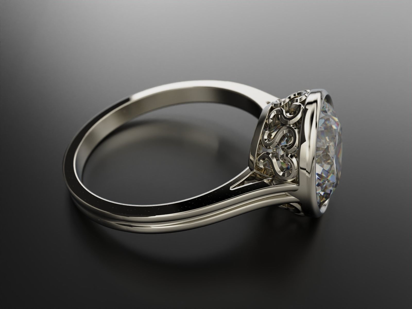 Ring with stone 10 mm 3D print model_6