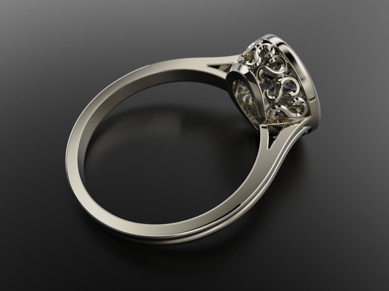 Ring with stone 10 mm 3D print model_7