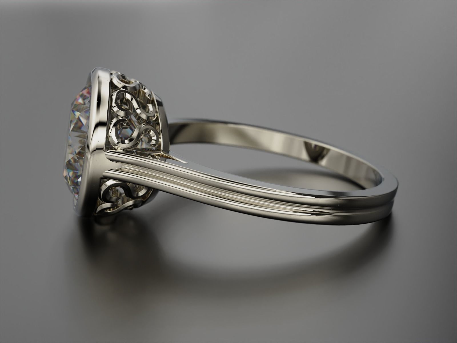 Ring with stone 10 mm 3D print model_5