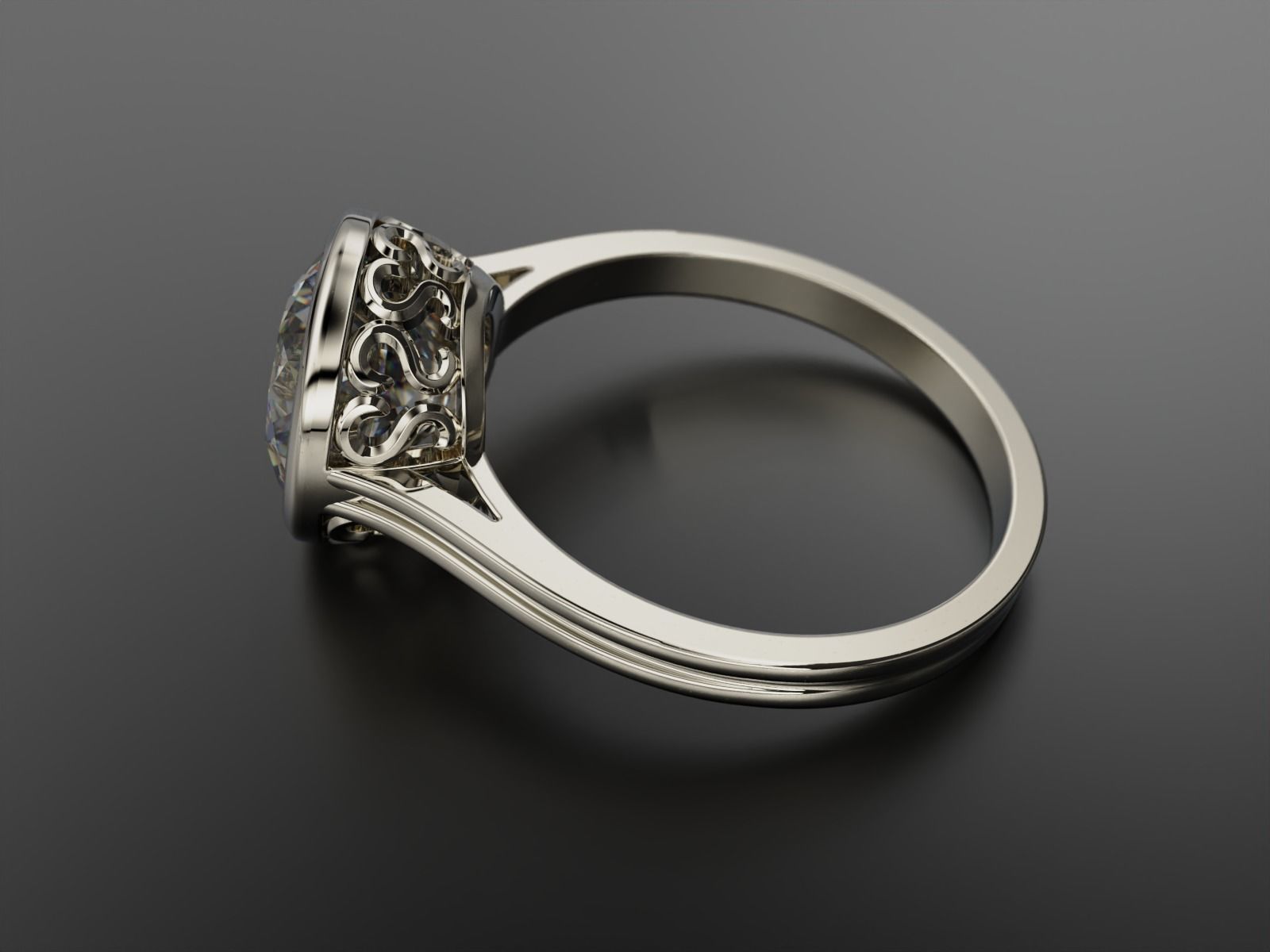 Ring with stone 10 mm 3D print model_3