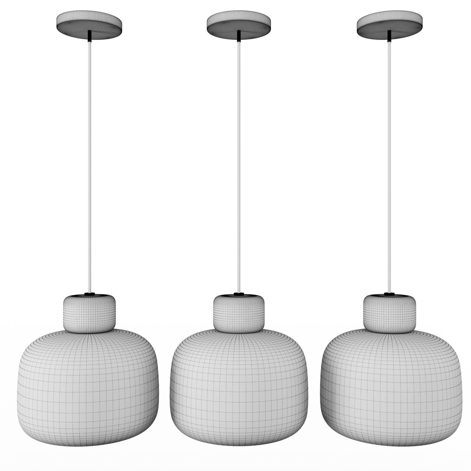 Woud Stone Pendant Light 3D model_4