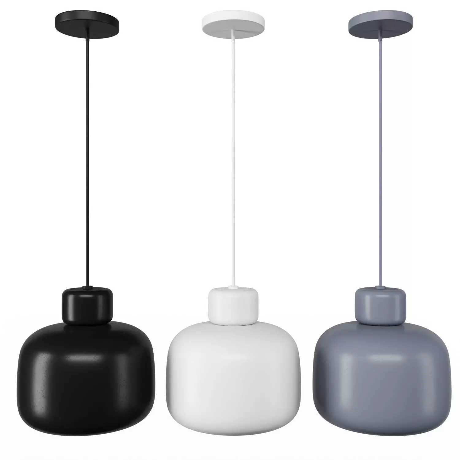 Woud Stone Pendant Light 3D model_0