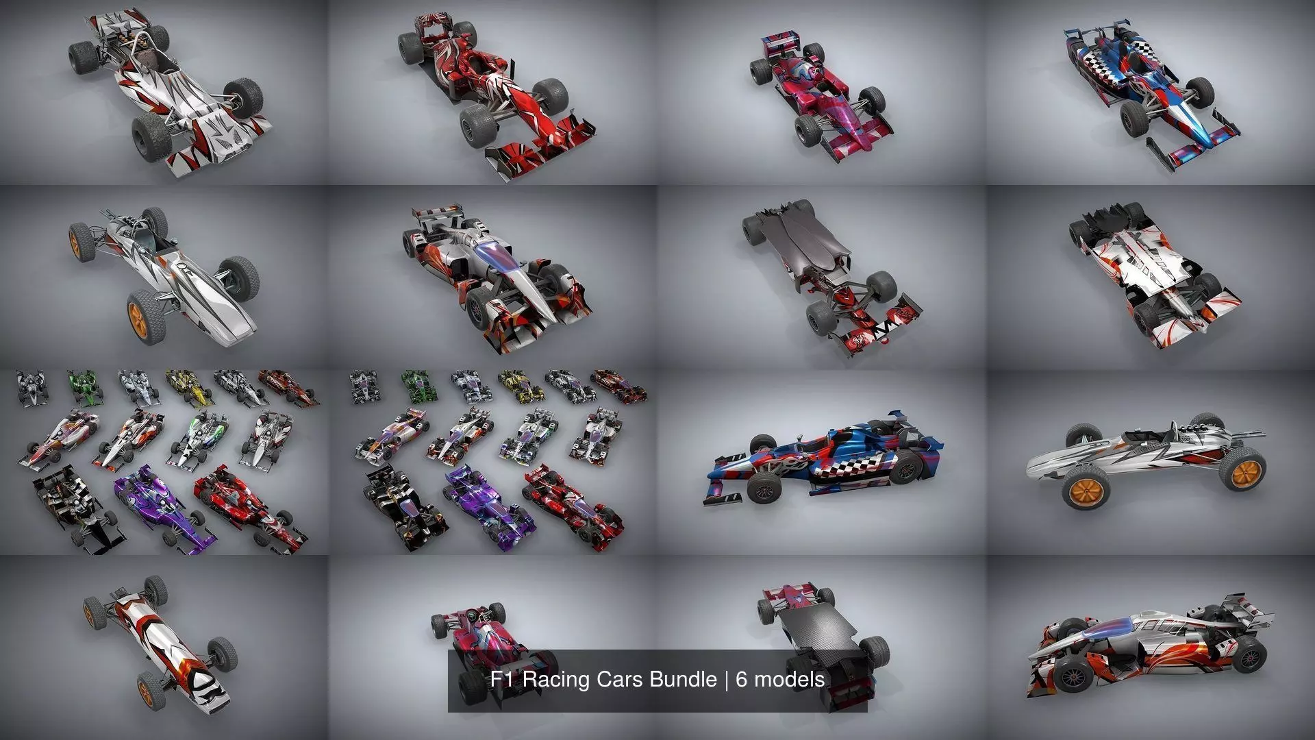 F1 Racing Cars Bundle 3D Model Collection_0