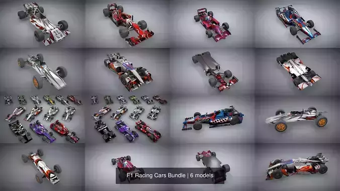 F1 Racing Cars Bundle 3D Model Collection