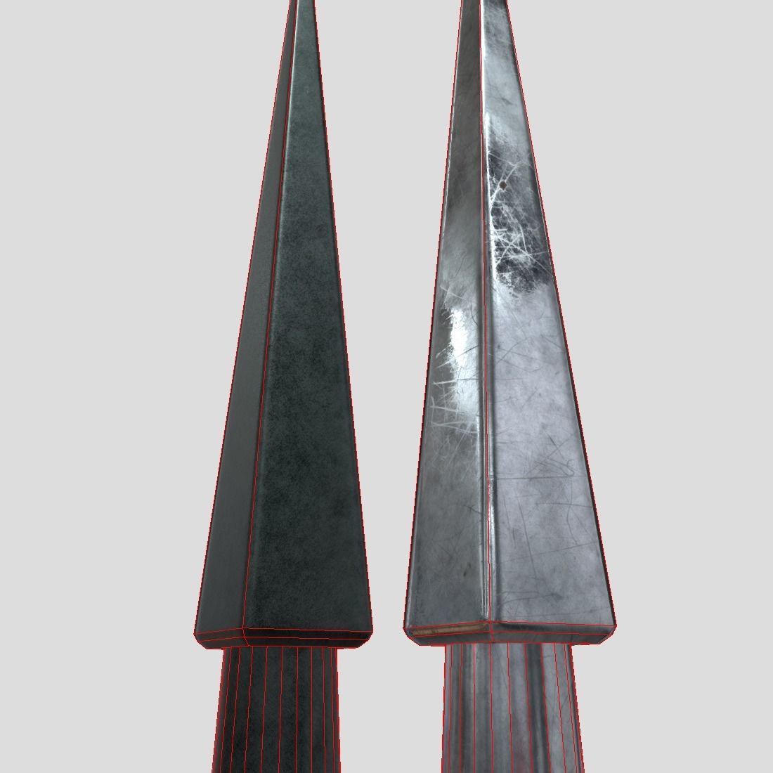 Arrowhead 6 pair of metal thorns Low-poly 3D model_14