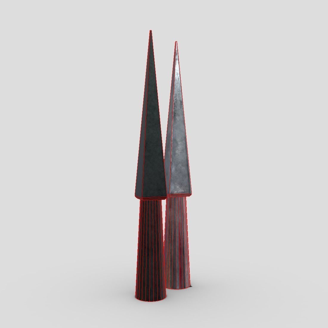 Arrowhead 6 pair of metal thorns Low-poly 3D model_2
