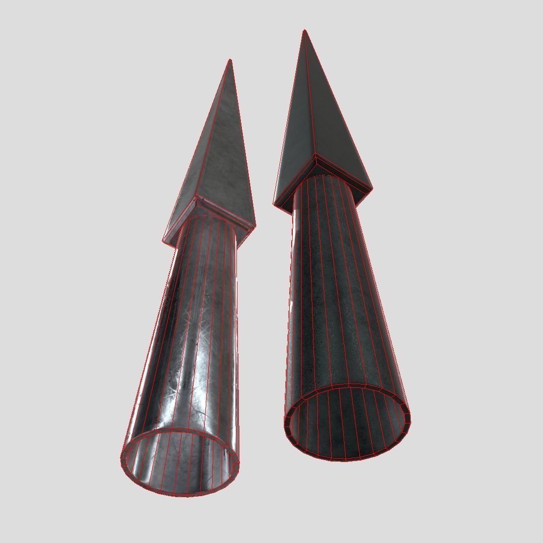 Arrowhead 6 pair of metal thorns Low-poly 3D model_10