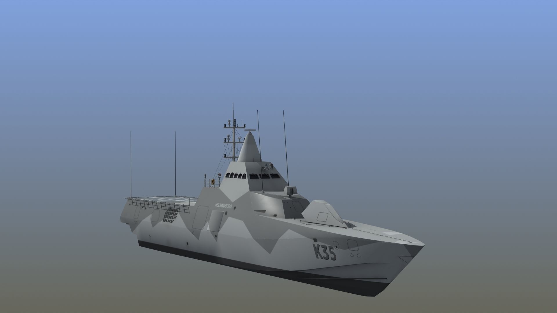 Visby Class Corvette Helsingborg 3D model_12