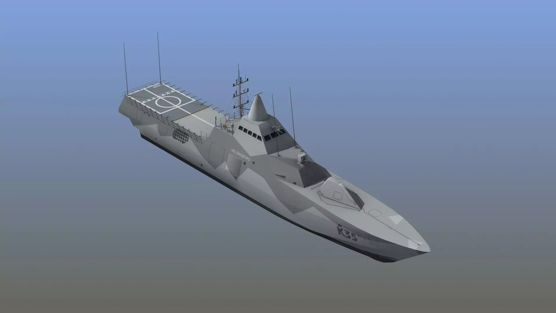 Visby Class Corvette Helsingborg 3D model_0