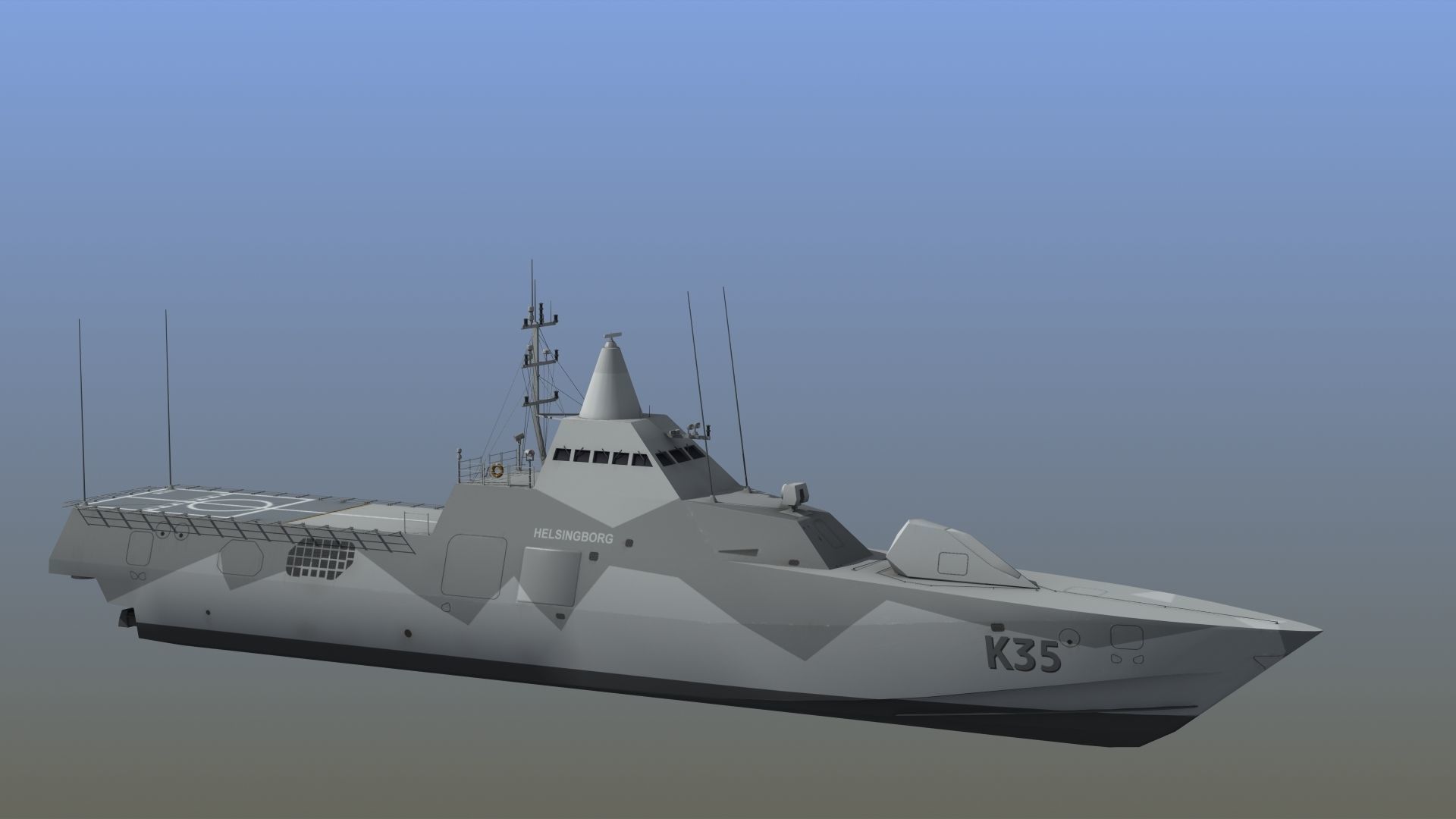 Visby Class Corvette Helsingborg 3D model_11
