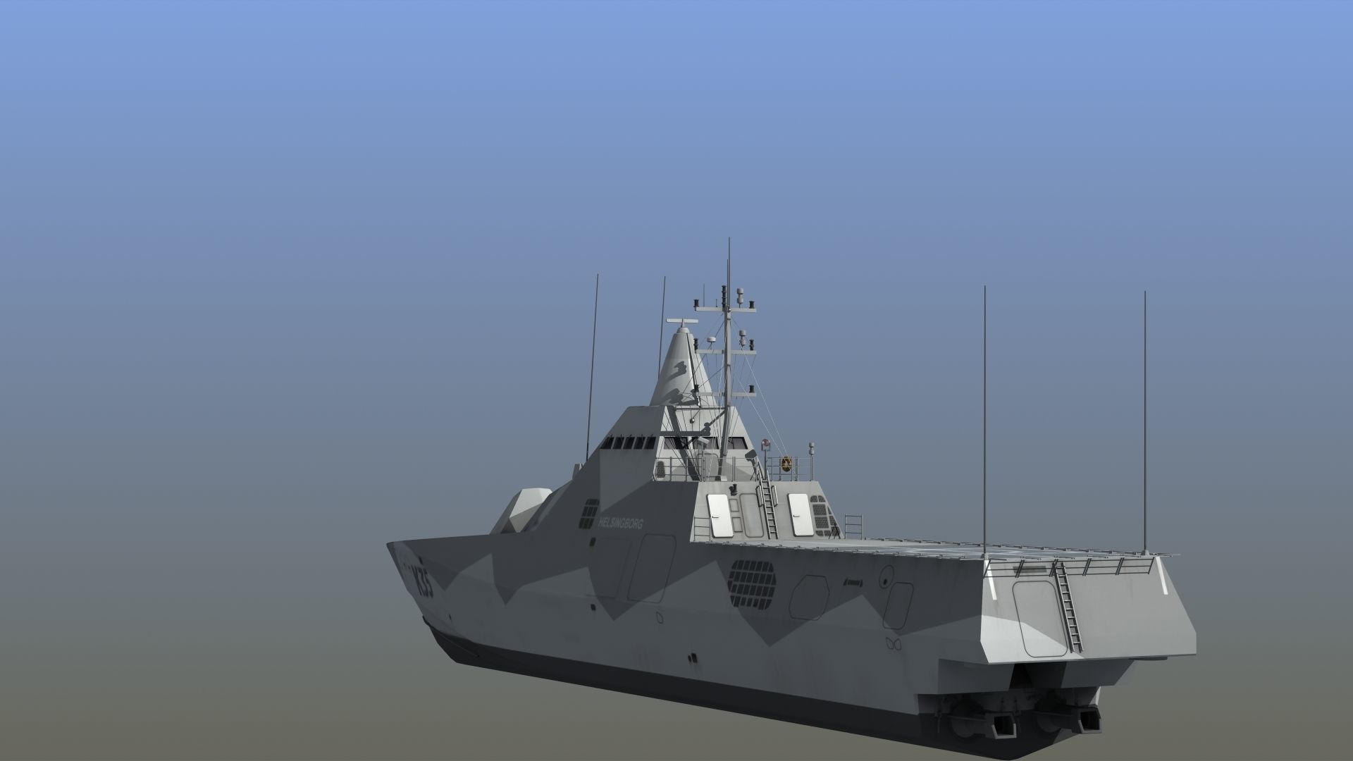 Visby Class Corvette Helsingborg 3D model_5