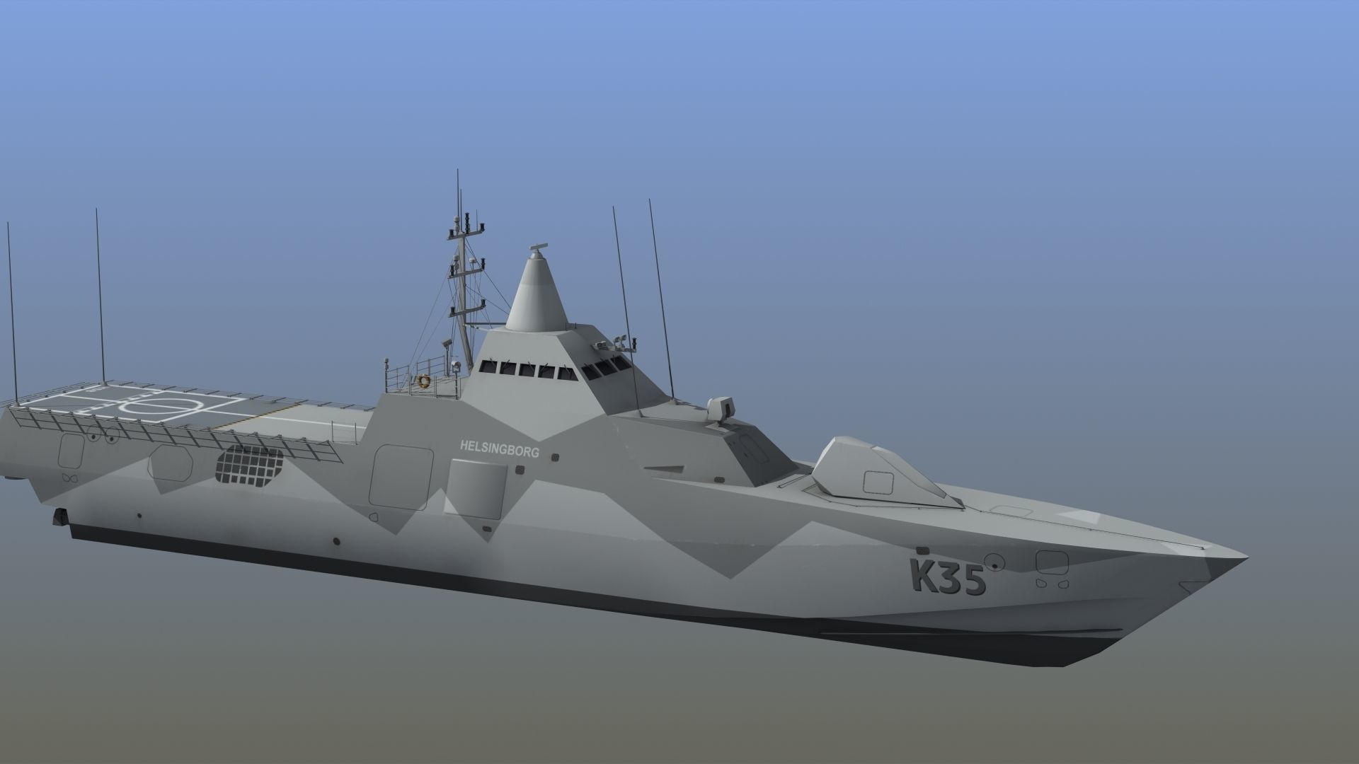 Visby Class Corvette Helsingborg 3D model_8