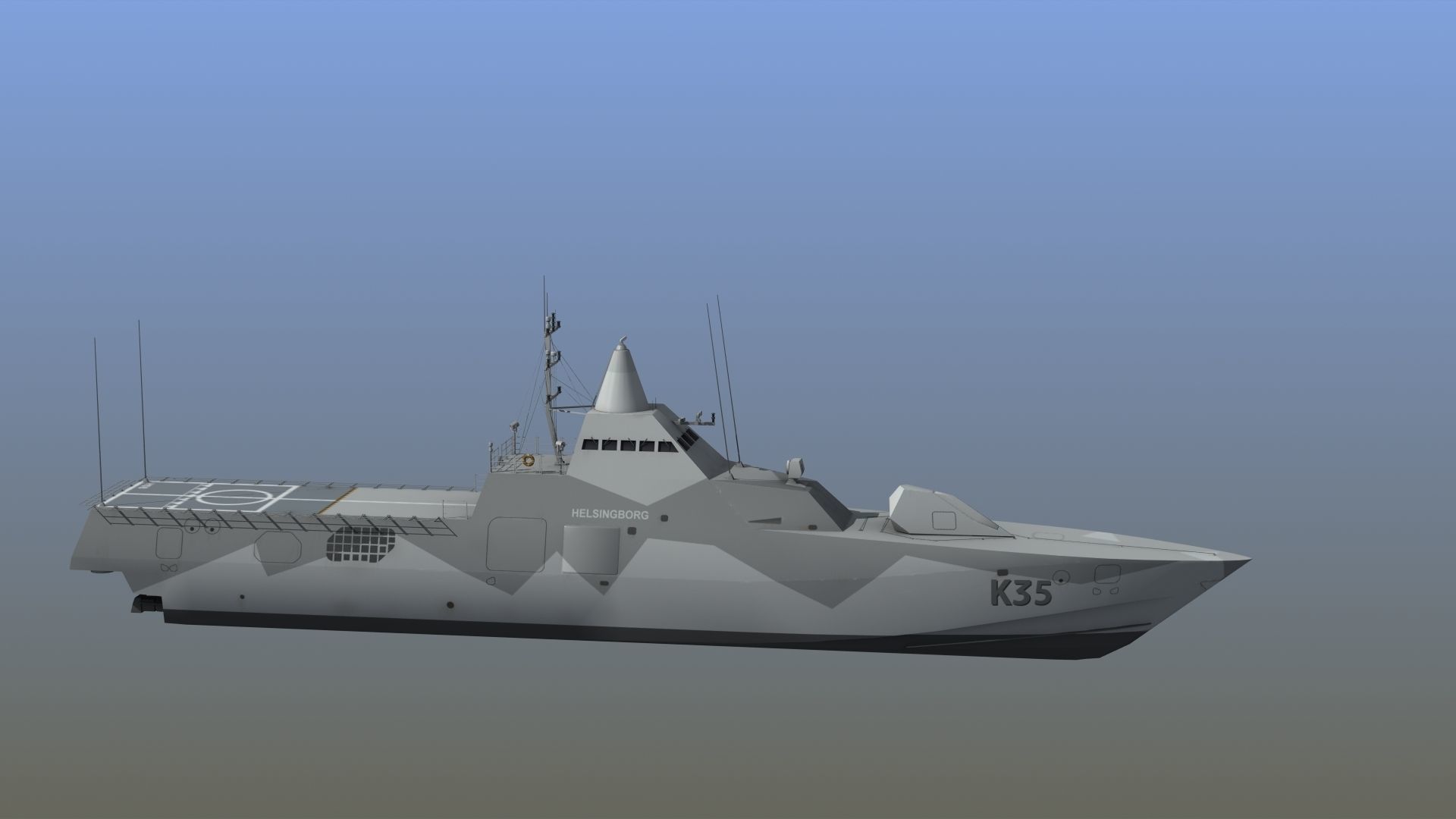 Visby Class Corvette Helsingborg 3D model_10