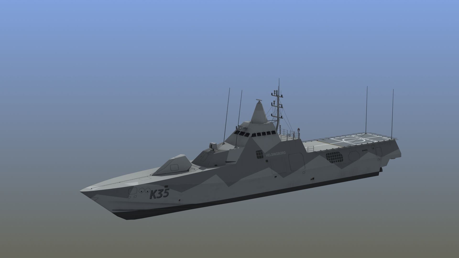 Visby Class Corvette Helsingborg 3D model_2