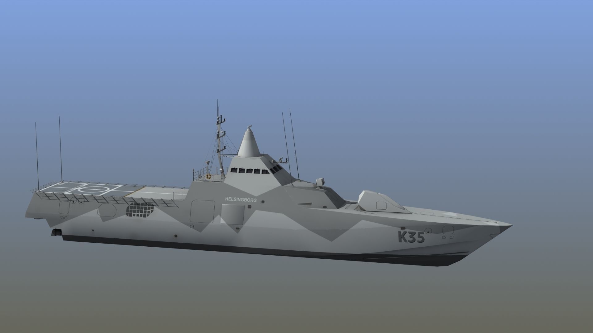 Visby Class Corvette Helsingborg 3D model_9