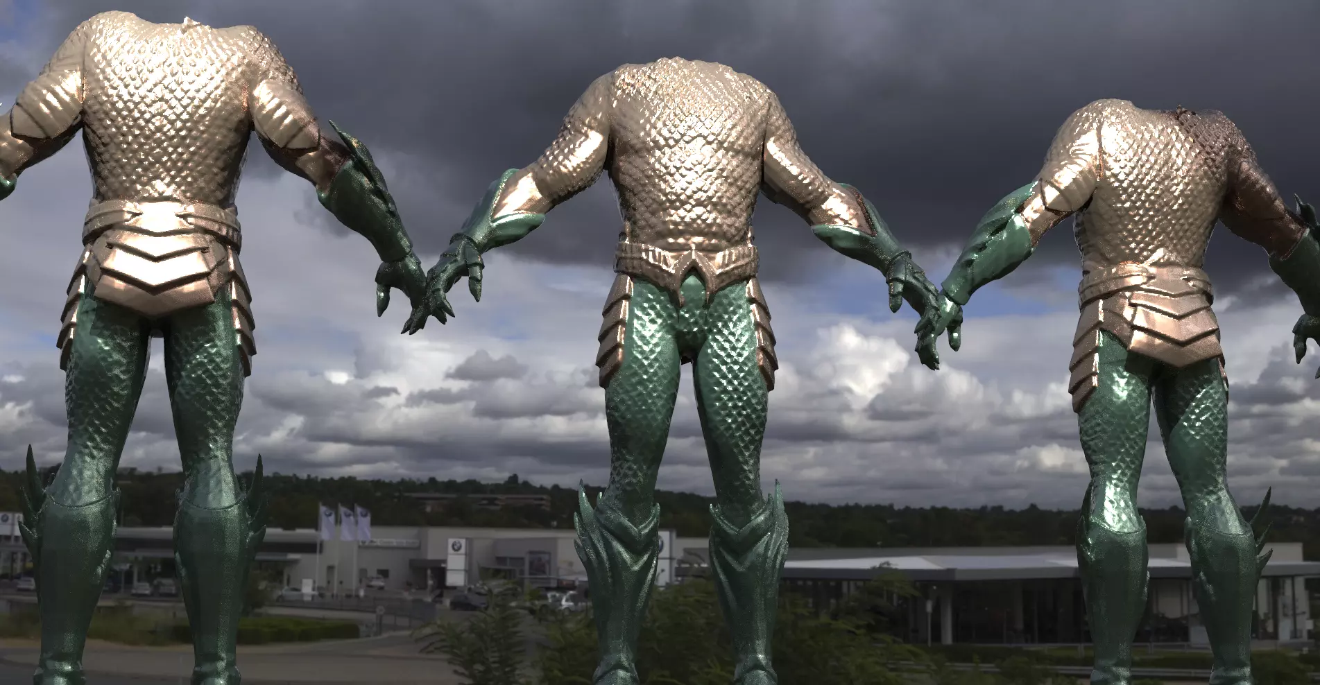 Aquaman Low Polly armour  3D model_0
