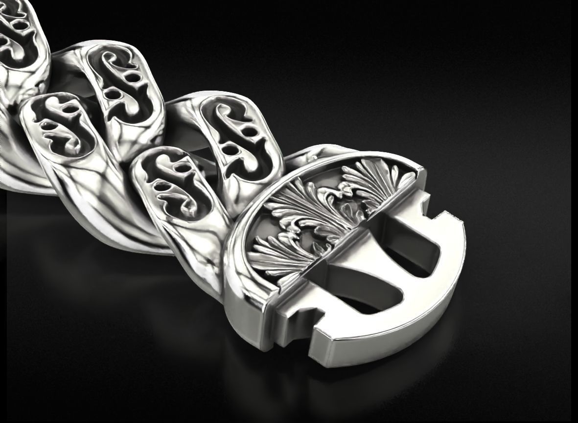 Bracelet with patterns and antique cross 724 3D print model_10