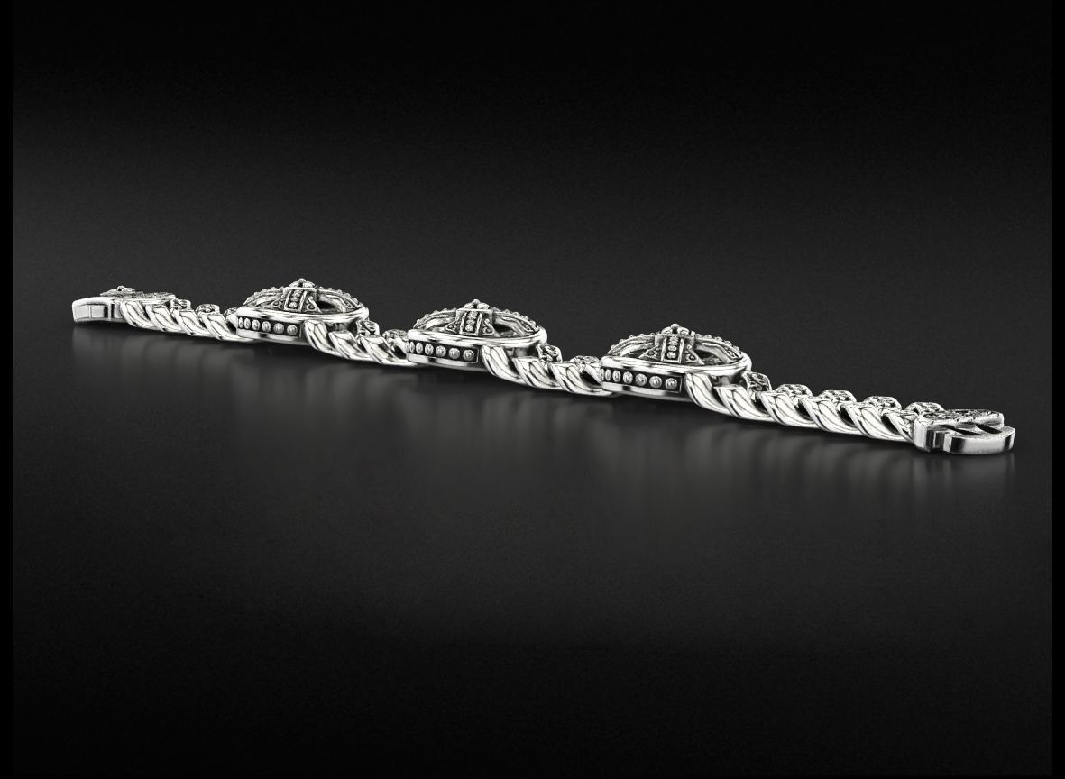 Bracelet with patterns and antique cross 724 3D print model_9