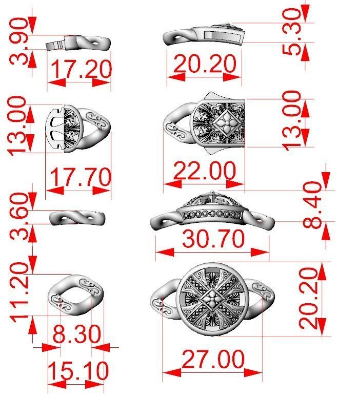 Bracelet with patterns and antique cross 724 3D print model_13