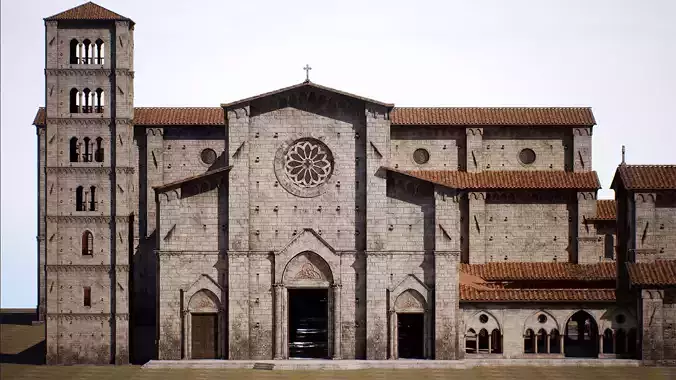 Medieval Modular Church Low-poly 3D model