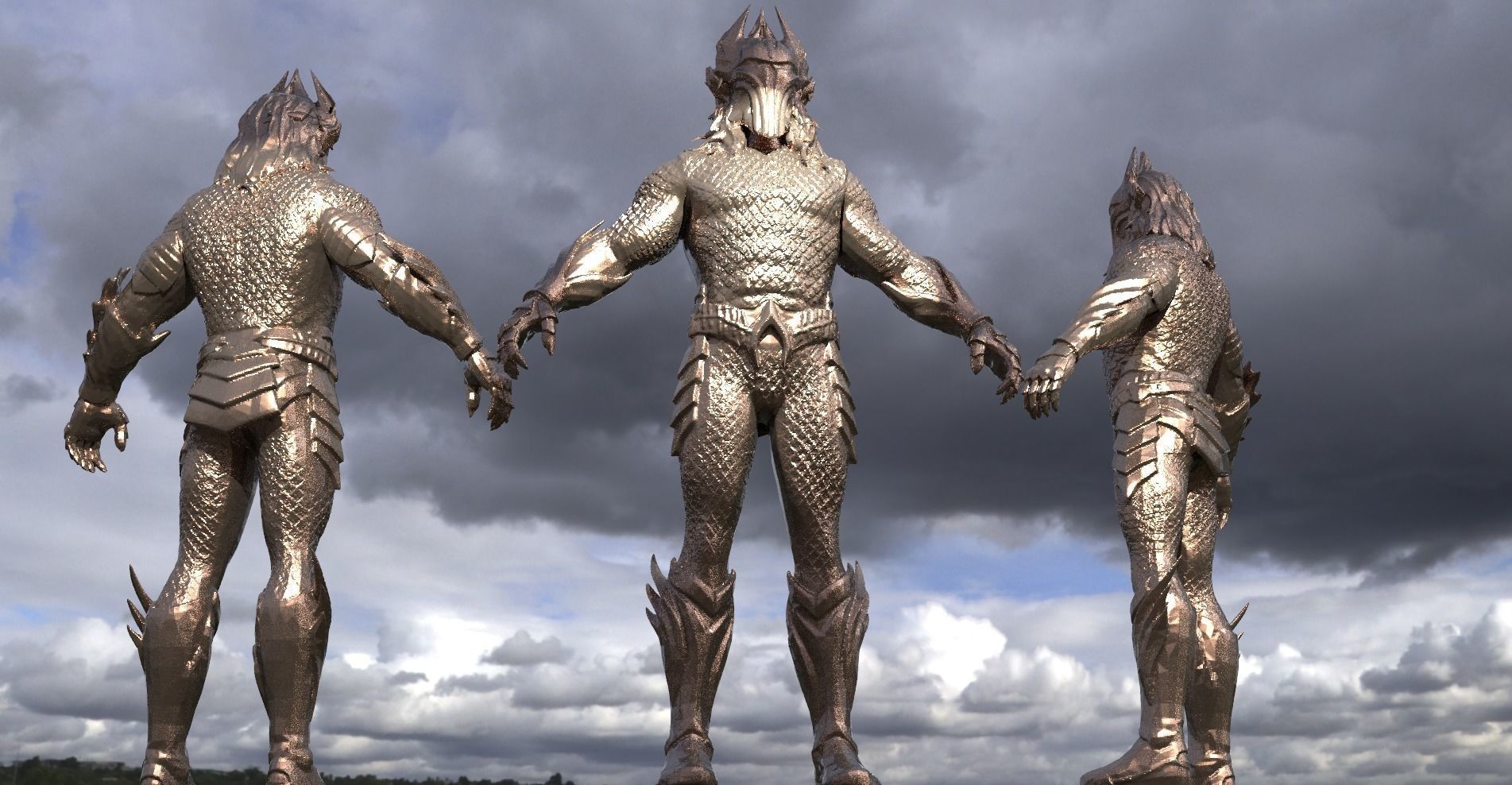King of Atlantis Statue 1 3D model_1