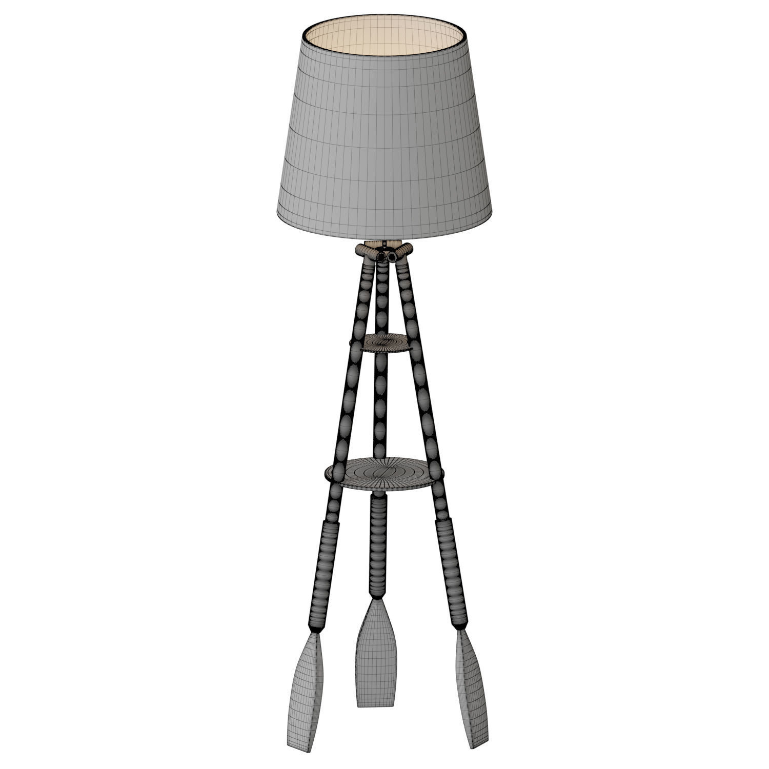 Nautical Tripod Oar Floor Lamp 3D model_4