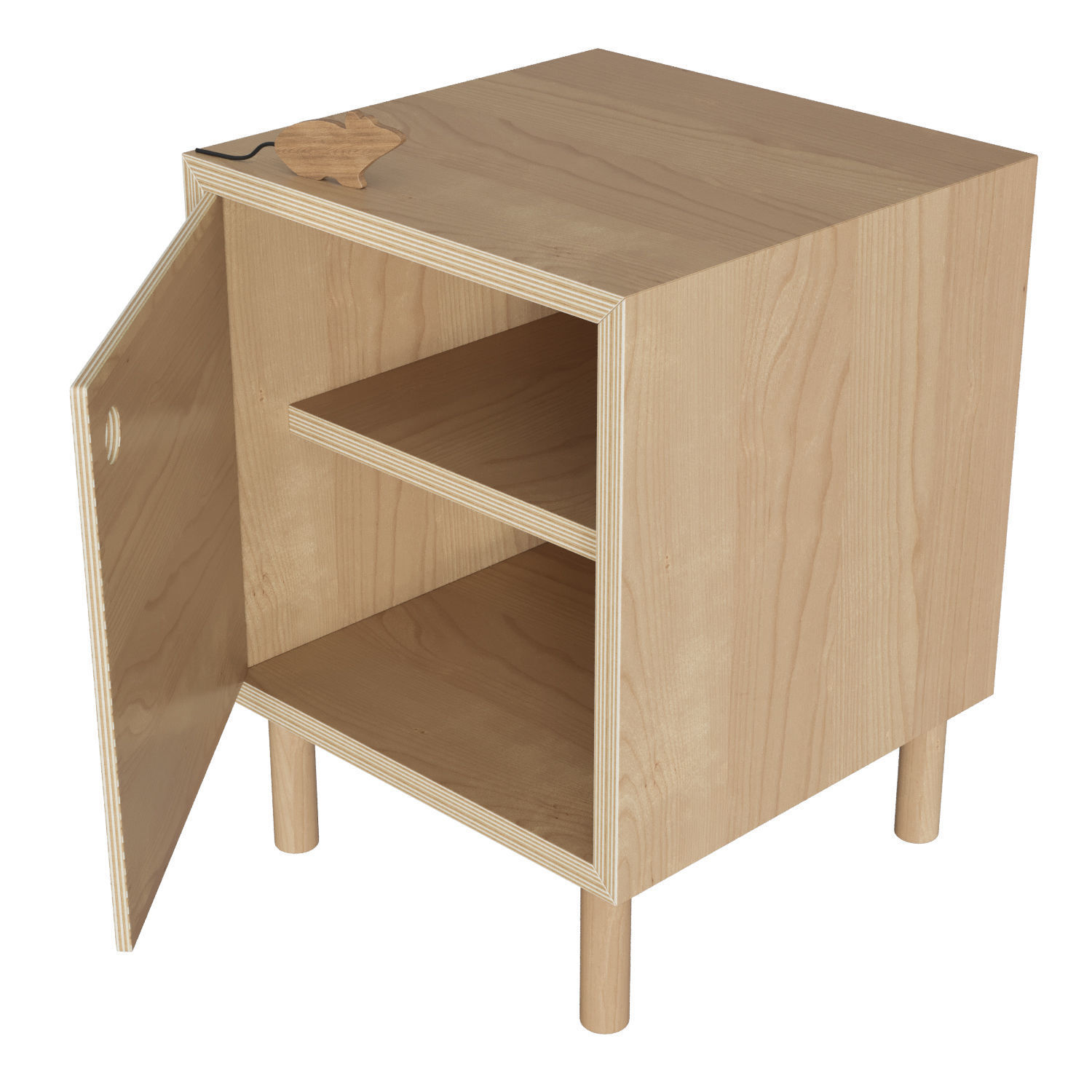 Pegboard bedside table 3D model_1