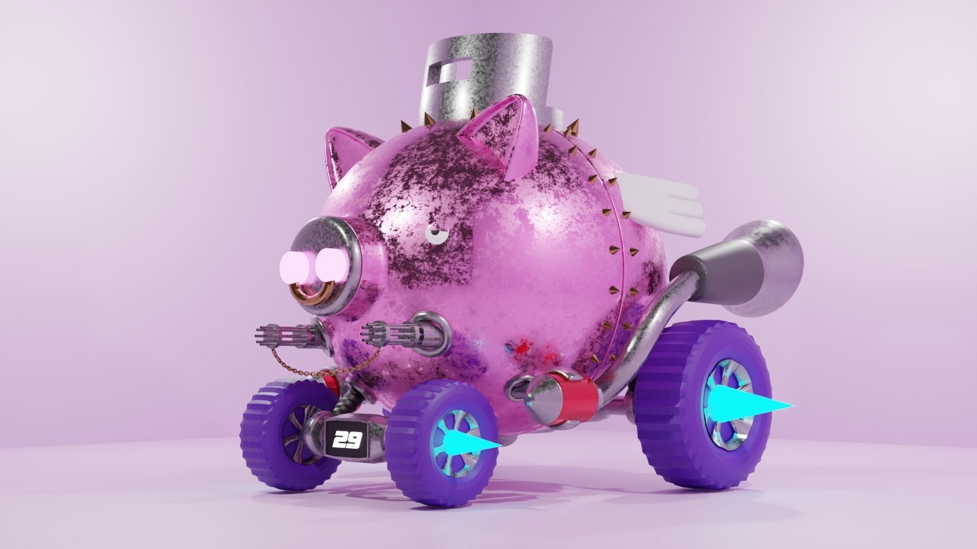 pig racing car 3D model_1